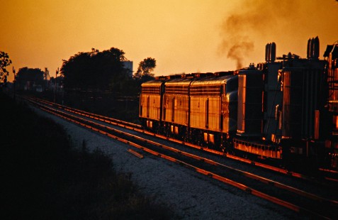 Westbound Erie Lackawanna Railway freight train in Converse, Ohio, on September 28, 1975. Photograph by John F. Bjorklund, © 2016, Center for Railroad Photography and Art. Bjorklund-55-12-17