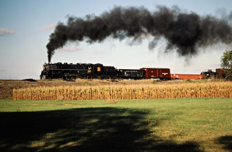 Westbound Ohio Central Railroad freight train with former Grand Trunk Western locomotive no. 6325 at Isleta, Ohio, on October 5, 2002. Photograph by John F. Bjorklund, © 2016, Center for Railroad Photography and Art. Bjorklund-78-03-02