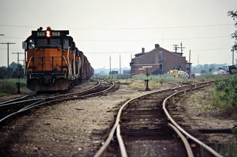 Southbound Milwaukee Road freight train at Faithorn, Illinois, on July 1, 1978. Photograph by John F. Bjorklund, © 2016, Center for Railroad Photography and Art. Bjorklund-66-20-06