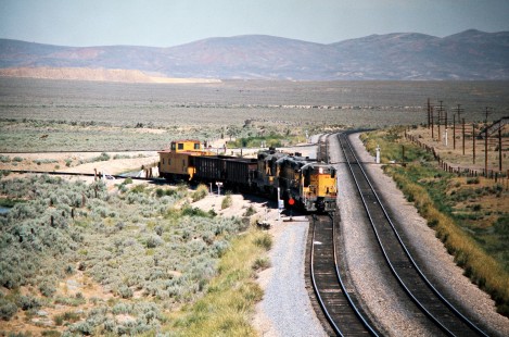 Eastbound Union Pacific Railroad local freight train near Cokeville, Wyoming, on July 14, 1974. Photograph by John F. Bjorklund, © 2016, Center for Railroad Photography and Art. Bjorklund-89-05-14