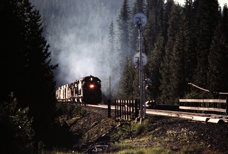 Westbound Southern Pacific Railroad freight train at Cascade Summit, Oregon, on July 21, 1979. Photograph by John F. Bjorklund, © 2016, Center for Railroad Photography and Art. Bjorklund-85-06-06