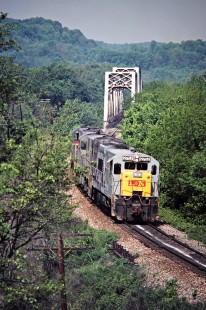 Northbound Louisville and Nashville Railroad locomotives near Worthville, Kentucky, on May 19, 1979. Photograph by John F. Bjorklund, © 2016, Center for Railroad Photography and Art. Bjorklund-71-05-04