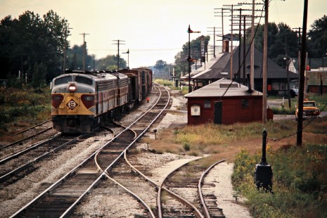 Eastbound Erie Lackawanna Railway freight train at Ohio City, Ohio, on September 13, 1975. Photograph by John F. Bjorklund, © 2016, Center for Railroad Photography and Art. Bjorklund-55-10-07