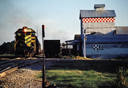 Northbound Missouri–Kansas–Texas Railroad freight train at Eufaula, Oklahoma, on July 15, 1981. Photograph by John F. Bjorklund, © 2016, Center for Railroad Photography and Art. Bjorklund-70-12-11