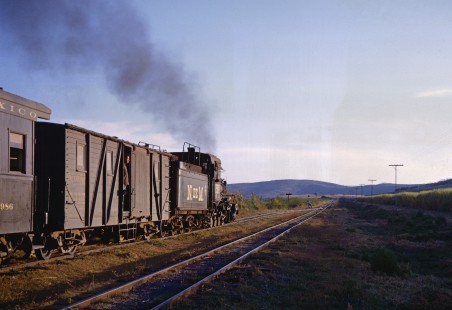 In 1963, after it had met train no. 110 at Cañales, National Railways of Mexico train no. 257, pulled by locomotive no. 288, starts out of the siding to continue its journey on the three-foot-gauge line. Photograph by Fred M. Springer, © 2016, Center for Railroad Photography and Art. Springer-Mexico1-05-02