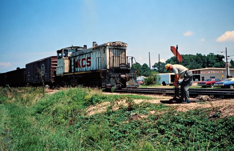 Kansas City Southern Railway freight train at Ashdown, Arkansas, on July 22, 1977. Photograph by John F. Bjorklund, © 2016, Center for Railroad Photography and Art. Bjorklund-61-22-15