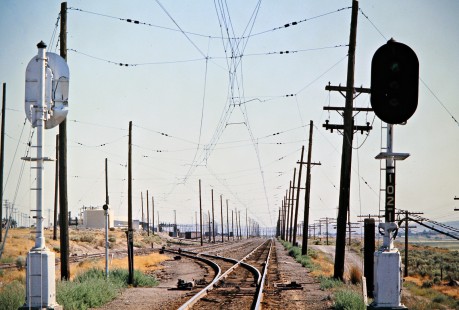 Milwaukee Road track in Othello, Washington, on July 16, 1973. Photograph by John F. Bjorklund, © 2016, Center for Railroad Photography and Art. Bjorklund-64-01-10