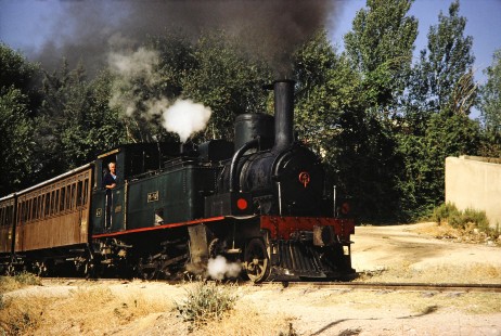 Syrian Railways 2-6-0 steam locomotive no. 130-751 in Damascus, Syria on July 20, 1991. Photograph by Fred M. Springer, © 2014, Center for Railroad Photography and Art. Springer-Hedjaz-ZimZam(1)-09-19