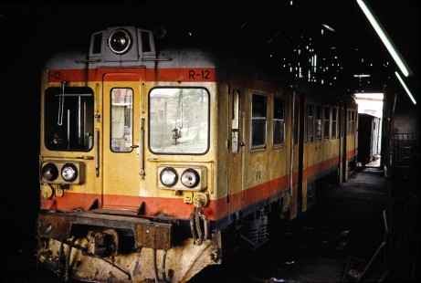 Syrian Railways railcar no. R-12 in Daraa, Daraa, Syria on July 19, 1991. Photograph by Fred M. Springer, © 2014, Center for Railroad Photography and Art. Springer-Hedjaz-ZimZam(1)-07-02