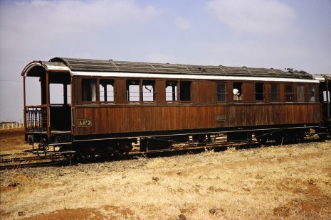 Syrian Railways passenger car no. AA-2 in Bosra, Daraa, Syria on July 21, 1991. Photograph by Fred M. Springer, © 2014, Center for Railroad Photography and Art. Springer-Hedjaz-ZimZam(1)-12-09