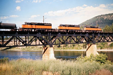 Eastbound Milwaukee Road freight train at St. Regis, Montana, on July 10, 1973. Photograph by John F. Bjorklund, © 2016, Center for Railroad Photography and Art. Bjorklund-63-21-08