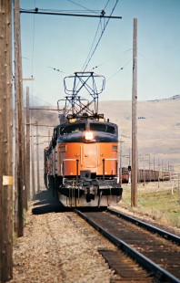 Westbound Milwaukee Road freight train in Loweth, Montana, on July 7, 1973. Photograph by John F. Bjorklund, © 2016, Center for Railroad Photography and Art. Bjorklund-63-14-11