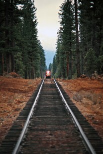 Westbound McCloud River Railroad at Burney, California, on April 23, 1975. Photograph by John F. Bjorklund, © 2016, Center for Railroad Photography and Art. Bjorklund-93-13-11