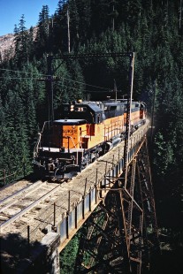 Westbound Milwaukee Road freight train in Hall Creek, Washington, on July 14, 1979. Photograph by John F. Bjorklund, © 2016, Center for Railroad Photography and Art. Bjorklund-64-30-07