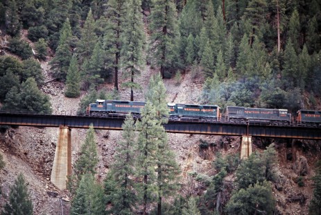 Northbound Western Pacific Railroad freight train near Keddie, California, on April 19, 1975. Photograph by John F. Bjorklund, © 2016, Center for Railroad Photography and Art. Bjorklund-93-02-16