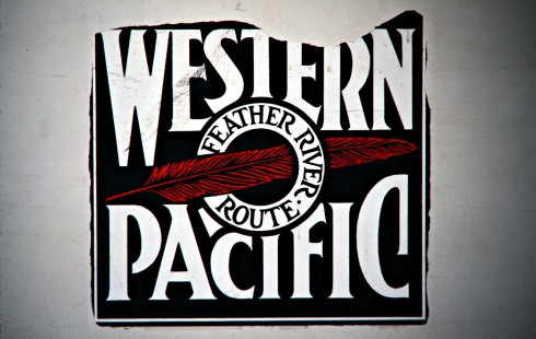 Western Pacific Railroad logo in California on April 19, 1975. Photograph by John F. Bjorklund, © 2016, Center for Railroad Photography and Art. Bjorklund-93-03-15