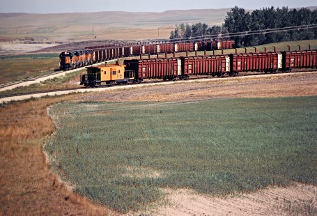 Milwaukee Road coal train for the Otter Tail Power Company in Gascoyne, North Dakota, on July 10, 1980. Photograph by John F. Bjorklund, © 2016, Center for Railroad Photography and Art. Bjorklund-68-21-19