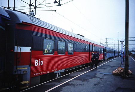 Swedish State Railways "Bio" passenger car no. 5442 in Boden, Norrbotten, Sweden, on June 1, 1996. Photograph by Fred M. Springer, © 2014, Center for Railroad Photography and Art. Springer-So.Africa-NOR-SWE-15-10