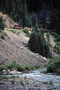 Eastbound Milwaukee Road freight train in Kyle, Idaho, on July 11, 1979. Photograph by John F. Bjorklund, © 2016, Center for Railroad Photography and Art. Bjorklund-68-02-11