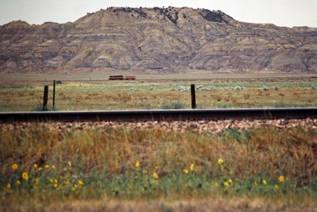 Westbound Milwaukee Road local freight train near Saugus, Montana, on July 12, 1980. Photograph by John F. Bjorklund, © 2016, Center for Railroad Photography and Art. Bjorklund-68-21-07