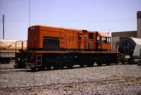Jordan Railways diesel locomotive in Daraa, Daraa, Syria on July 19, 1991. Photograph by Fred M. Springer, © 2014, Center for Railroad Photography and Art. Springer-Hedjaz-ZimZam(1)-07-26