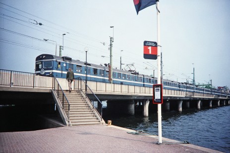 Greater Stockholm Transport (SL) passenger train in Stockholm, Stockholm, Sweden, on June 6, 1996. Photograph by Fred M. Springer, © 2014, Center for Railroad Photography and Art. Springer-So.Africa-NOR-SWE-24-05
