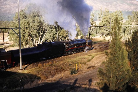 South African Railway 4-8-4 steam locomotives nos. 3417 and 3501 in Artois, Western Cape, South Africa, on April 2, 1995. Photograph by Fred M. Springer, © 2014, Center for Railroad Photography and Art. Springer-So.Africa-NOR-SWE-06-22