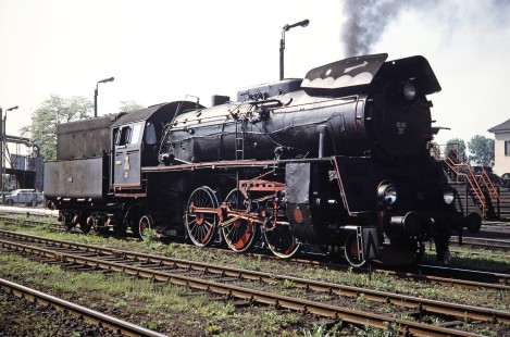 Polskie Koleje Państwowe (Polish State Railways) 2-6-2 steam locomotive no. Ol49-32 in the yard in Wolsztyn, Greater Poland, Poland, on May 21, 1993. Photograph by Fred M. Springer, © 2014, Center for Railroad Photography and Art. Springer-Europe-03-17