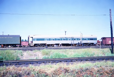 A profile view of a Ontario Northland Railway passenger car in North Bay, Ontario, Canada, on July 12, 1966. Photograph by Fred M. Springer, © 2014, Center for Railroad Photography and Art. Springer-East2-23-02