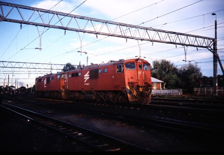 South African Railway (formerly Spoornet) electric locomotive no. 16E-422 in Kroonstad, Free State, South Africa, on March 30, 1995. Photograph by Fred M. Springer, © 2014, Center for Railroad Photography and Art. Springer-So.Africa(1)-24-14