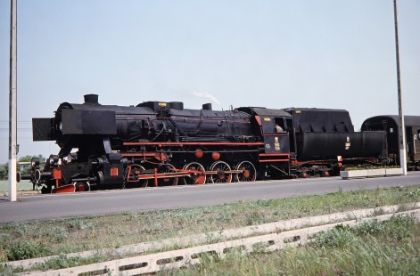 Polskie Koleje Państwowe (Polish State Railways) 2-10-0 steam locomotive no. Ty42-148 in Wolsztyn, Greater Poland, Poland, on May 20, 1993. Photograph by Fred M. Springer, © 2014, Center for Railroad Photography and Art. Springer-Europe-02-36