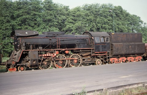 Polskie Koleje Państwowe (Polish State Railways) 2-6-2 steam locomotive sits at yard in Wolsztyn, Greater Poland, Poland, on May 20, 1993. Photograph by Fred M. Springer, © 2014, Center for Railroad Photography and Art. Springer-Europe-01-17