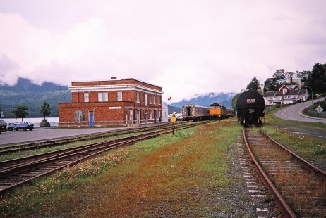 Prince Rupert Station and Via Rail passenger train near Kokanee Glacier Provincial Park in Prince Rupert, British Columbia, Canada, on July 15, 2003. Photograph by Fred M. Springer, © 2014, Center for Railroad Photography and Art. Springer-Canada-NZ(1)-12-18