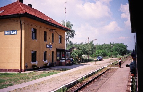 The České Dráhy Railway's Boří Les train station in Břeclav, South Moravian, Czech Republic, on May 20, 2001. Photograph by Fred M. Springer, © 2014, Center for Railroad Photography and Art. Springer-Austria-15-03