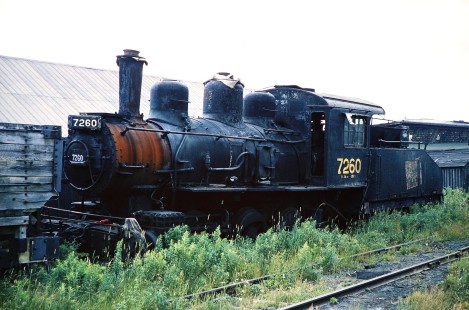Canadian National Railways steam locomotive no. 7260 in Westville, Nova Scotia, Canada, on July 21, 1964. Photograph by Fred M. Springer, © 2014, Center for Railroad Photography and Art. Springer-East1-14-08