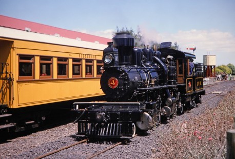 Glenbrook Vintage Railway steam locomotive no. 4 in Glenbrook, , New Zealand, on January 29, 1994. Photograph by Fred M. Springer, © 2014, Center for Railroad Photography and Art. Springer-NZ-UK-01-26