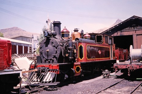 Steam locomotive no. 192 is surrounded by yard equipment and supplies in Christchurch, Canterbury, New Zealand, on January 14, 2006. Photograph by Fred M. Springer, © 2014, Center for Railroad Photography and Art. Springer-Alaska-NZ-21-04