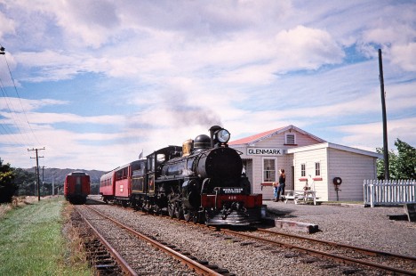 Weka Pass Express Railway steam locomotive no. 428 pulls into Glenmark station to collect passengers in Christchurch, Canterbury, New Zealand, on January 2, 2006. Photograph by Fred M. Springer, © 2014, Center for Railroad Photography and Art. Springer-Alaska-NZ-15-28