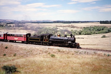 A side view of Weka Pass Express Railway steam locomotive no. 428 in Christchurch, Canterbury, New Zealand, on January 2, 2006. Photograph by Fred M. Springer, © 2014, Center for Railroad Photography and Art. Springer-Alaska-NZ-15-24