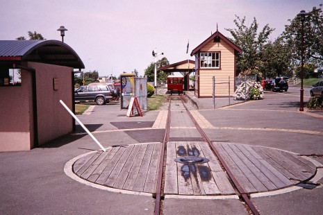 The Pleasant Point Museum and Railway turntable in Pleasant Point/Timaru, Canterbury, New Zealand, on January 13, 2006. Photograph by Fred M. Springer, © 2014, Center for Railroad Photography and Art. Springer-Alaska-NZ-20-15