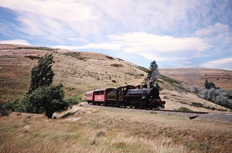 Weka Pass Express Railway steam locomotive no. 428 travels across a hilly track in Christchurch, Canterbury, New Zealand, on January 2, 2006. Photograph by Fred M. Springer, © 2014, Center for Railroad Photography and Art. Springer-Alaska-NZ-15-20