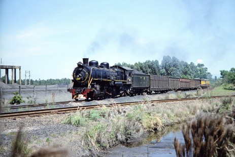 Rede Ferroviária Federal S.A. 2-10-2 steam locomotive no. 209 in Sangao, Santa Catarina, Brazil, on October 28, 1990. Photograph by Fred M. Springer, © 2014, Center for Railroad Photography and Art. Springer-PA-BR-SOAM-ME-ARG2-03-23