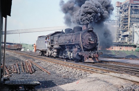 Rede Ferroviária Federal S.A. 2-10-2 steam locomotive no. 207 enters the Tubarao Power Plant in Tubarao, Santa Catarina, Brazil, on October 30, 1990. Photograph by Fred M. Springer, © 2014, Center for Railroad Photography and Art. Springer-PA-BR-SOAM-ME-ARG2-06-34