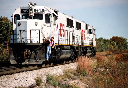 Kansas City Southern Railway helper engines near Gentry, Arkansas, on October 22, 1988. Photograph by John F. Bjorklund, © 2016, Center for Railroad Photography and Art. Bjorklund-62-09-21