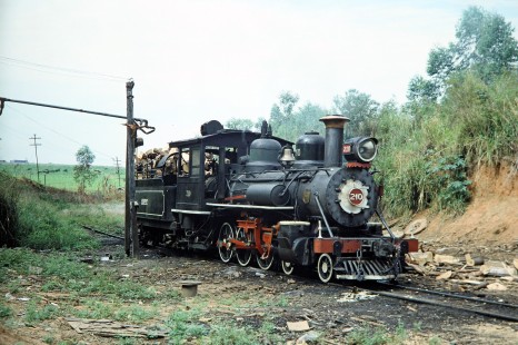 Associação Brasileira de Preservação Ferroviária 4-6-0 steam locomotive no. 210 in Anhumas, Sao Paulo, Brazil, on November 1, 1990. Photograph by Fred M. Springer, © 2014, Center for Railroad Photography and Art. Springer-PA-BR-SOAM-ME-ARG2-08-33