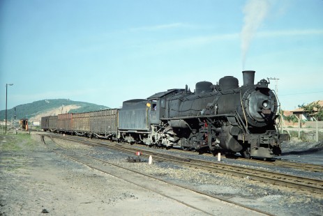 Rede Ferroviária Federal S.A. 2-10-2 steam locomotive no. 201 travels on the track with a 6-car train in Imbituba, Santa Catarina, Brazil, on October 28, 1990. Photograph by Fred M. Springer, © 2014, Center for Railroad Photography and Art. Springer-PA-BR-SOAM-ME-ARG2-04-22