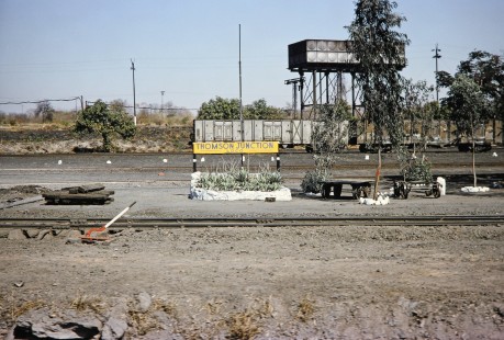 Railroad yard at Thompson Junction, a railway marshaling yard about four miles northwest of Hwange in the Zimbabwe coal fields area, on August 9, 1991. Photograph by Fred M. Springer, © 2014, Center for Railroad Photography and Art. Springer-ZimZam(2)-Swiss-22-22
