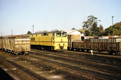 National Railways of Zimbabwe diesel locomotive no. 1521 stands with freight cars in the yard in Bulawayo, Zimbabwe, on August 1, 1991. Photograph by Fred M. Springer, © 2014, Center for Railroad Photography and Art. Springer-Hedjaz-ZimZam(1)-17-32