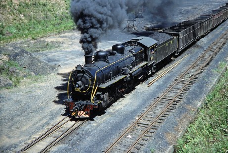 An elevated view of Rede Ferroviária Federal S.A. 2-10-2 steam locomotive no. 209 in Paz Ferreira, Santa Catarina, Brazil, on October 28, 1990. Photograph by Fred M. Springer, © 2014, Center for Railroad Photography and Art.Springer-PA-BR-SOAM-ME-ARG2-03-12