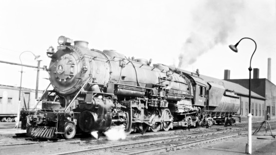 Baltimore and Ohio Railroad engine no. 6142 (2-10-2) at New Castle Junction, Pennsylvania, on July 3, 1955. Photograph by Robert A. Hadley, © 2017, Center for Railroad Photography and Art. Hadley-10-038-01